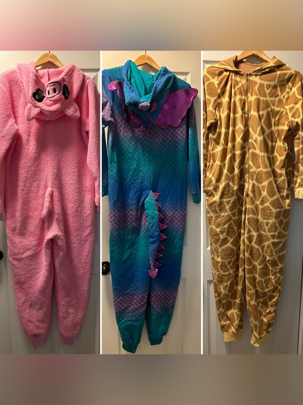 Adult 3 pack Halloween onesies Pig Giraffe and Dragon